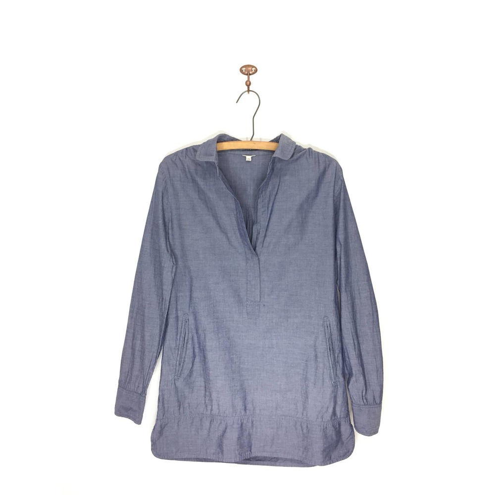 J. Crew blue chambray popover tunic XS pockets